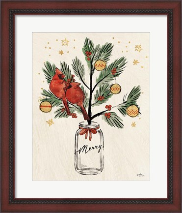 Framed Christmas Lovebirds XIII Merry Print