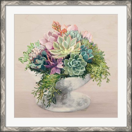 Framed Festive Succulents II Blush Print
