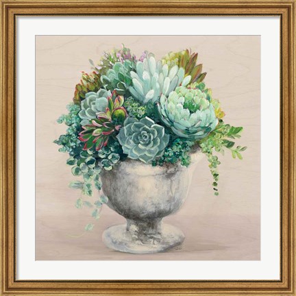 Framed Festive Succulents I Blush Print