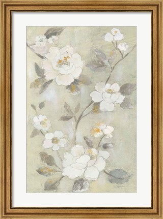 Framed Romantic Spring Flowers I White Print