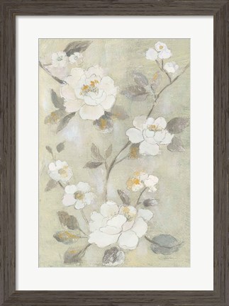 Framed Romantic Spring Flowers I White Print