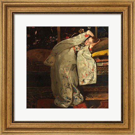 Framed Girl in a White Kimono, 1894 Print