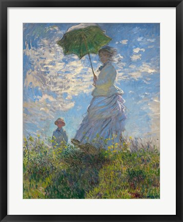Framed Woman with a Parasol - Madame Monet and Her Son, 1875 Print