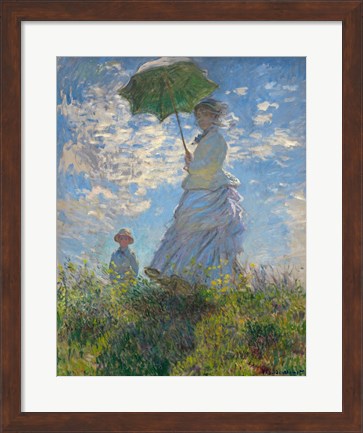 Framed Woman with a Parasol - Madame Monet and Her Son, 1875 Print