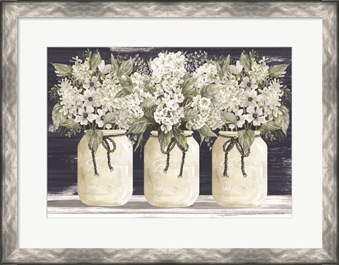 Framed White Floral Trio Print