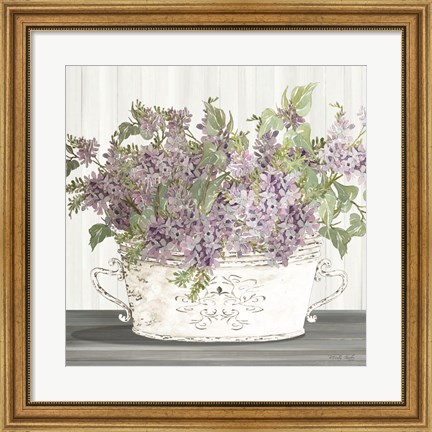 Framed Lilac Galvanized Pot Print
