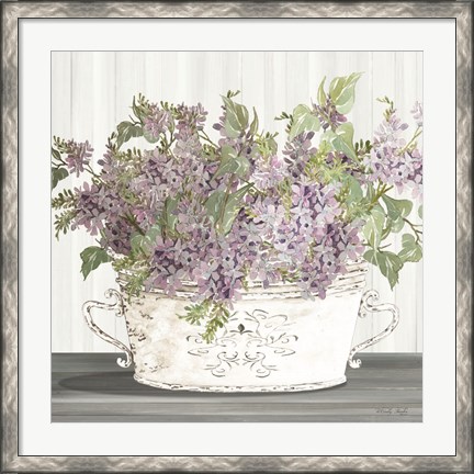 Framed Lilac Galvanized Pot Print