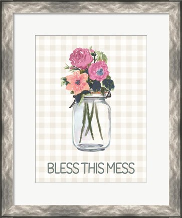 Framed Bless This Mess Flowers Print