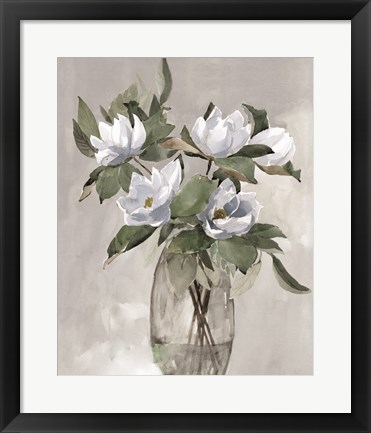 Framed Floral in Gray Print