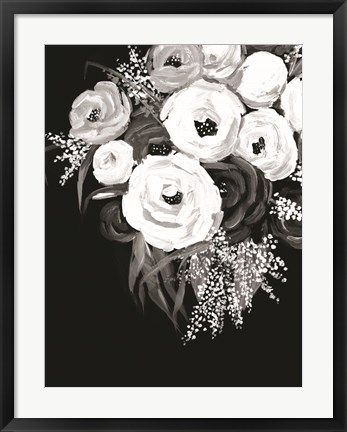 Framed Black and White Floral Print