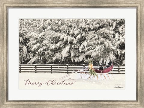 Framed Merry Christmas Sleigh Print