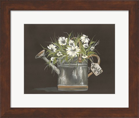 Framed Watering Can Daisy Print