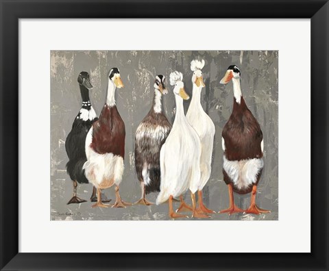 Framed Six Runner Ducks Print
