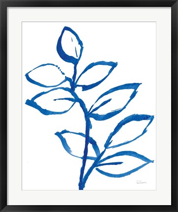 Framed Leafy Blue II Print