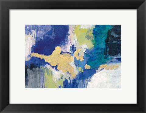 Framed Sparkle Abstract III Blue Crop Print
