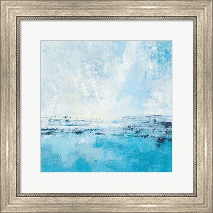 Framed Coastal View I Aqua Print