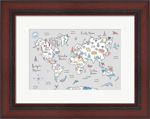 Framed World Map Pastel Print