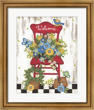 Framed Welcome Garden Chair Print