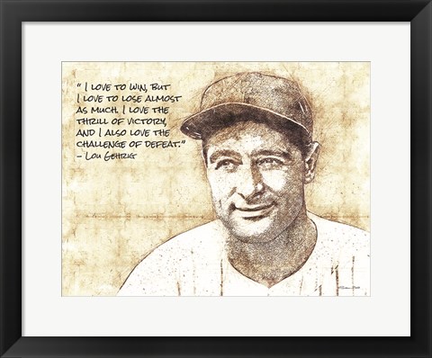 Framed Lou Gehrig Sketch Print