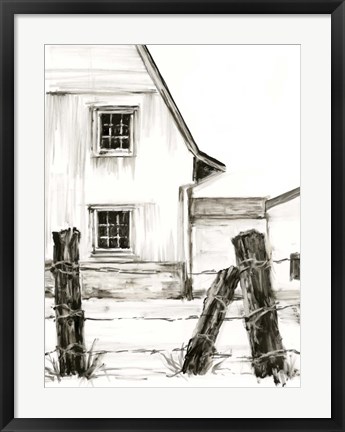 Framed Rustic Barbed Wire I Print