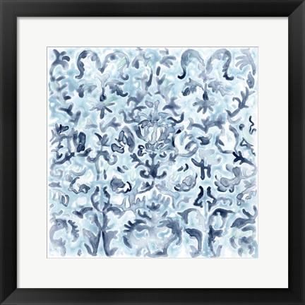 Framed Azure Mosaic Tile III Print