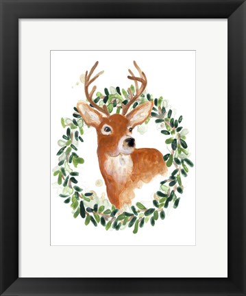 Framed Woodland Holiday Deer Print
