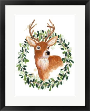 Framed Woodland Holiday Deer Print