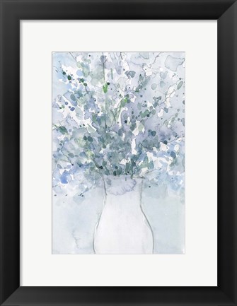 Framed Powder Blue Arrangement in Vase I Print