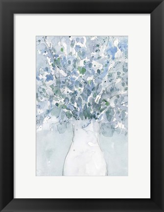 Framed Powder Blue Arrangement in Vase II Print