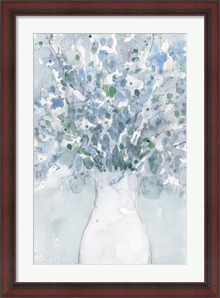 Framed Powder Blue Arrangement in Vase II Print