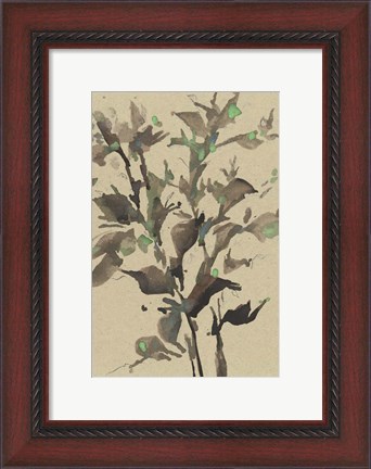 Framed Leaves on Taupe II Print