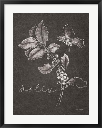 Framed Black and White Chalkboard Christmas II Print