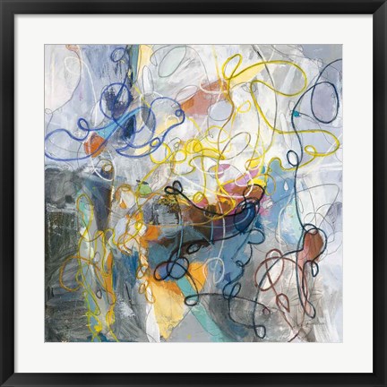 Framed Blue and Sienna Abstract Print