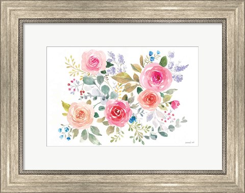 Framed Lush Roses II Horizontal Print
