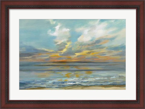Framed Rhythmic Sunset Waves Print