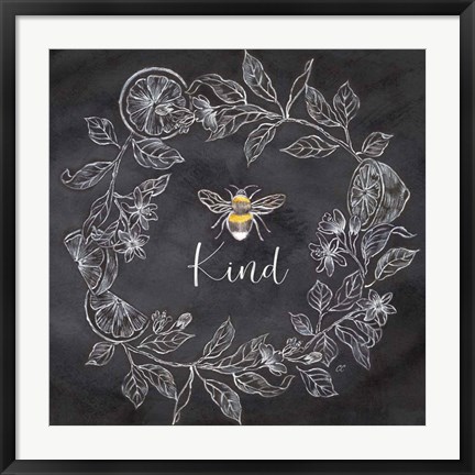 Framed Bee Sentiment Wreath Black II-Kind Print