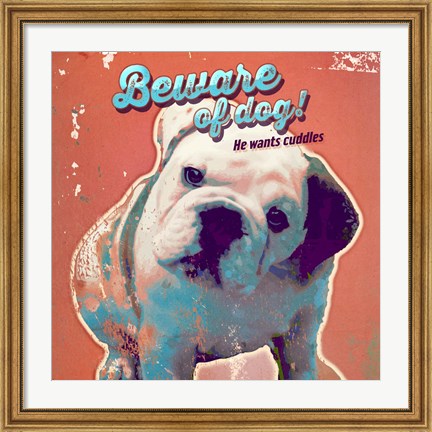 Framed Pet Sentiment III-Beware Print