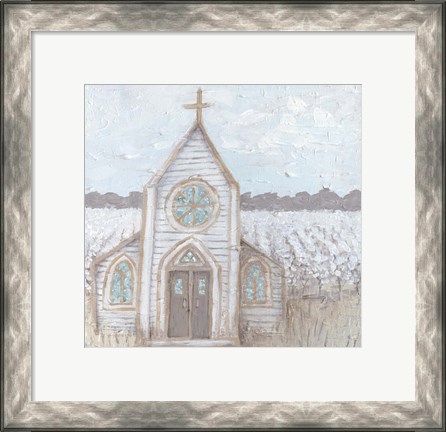 Framed Farm Sketch Church Print