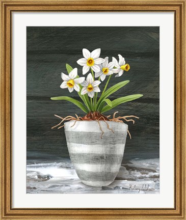 Framed Farmhouse Garden II-White Daffodils Print