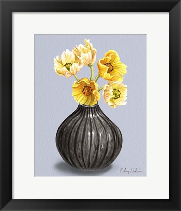 Framed Poppies in Vase I Print