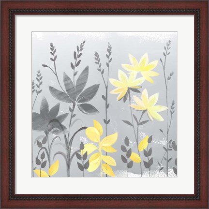 Framed Soft Nature Yellow &amp; Grey II Print