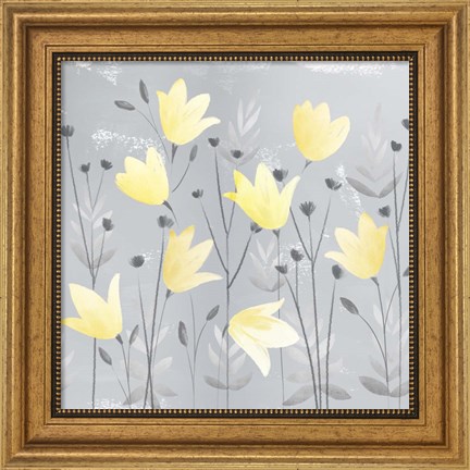 Framed Soft Nature Yellow &amp; Grey III Print