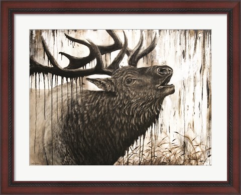 Framed Bugling Bull Elk Print