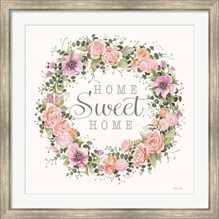 Framed Home Sweet Home Floral Wreath Print