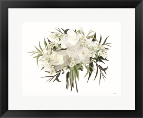 Framed White Boho Bouquet Print