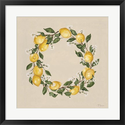 Framed Lemon Wreath Print