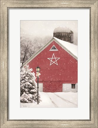 Framed Red Star Barn Print