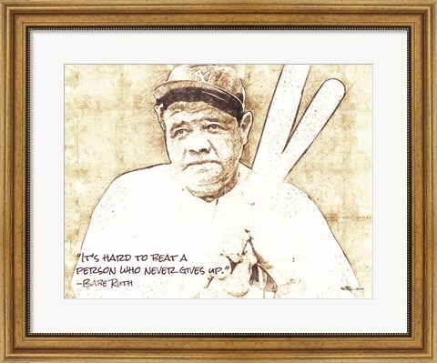 Framed Babe Ruth Sketch Print