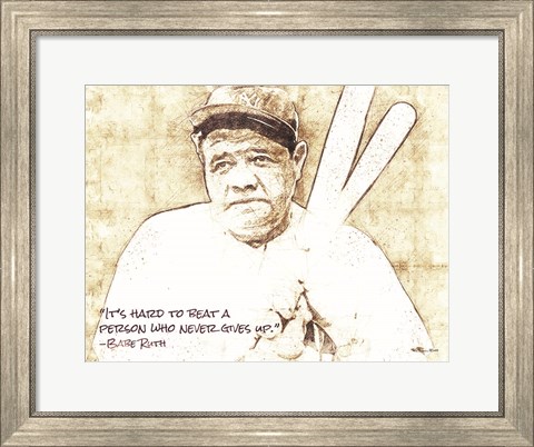 Framed Babe Ruth Sketch Print