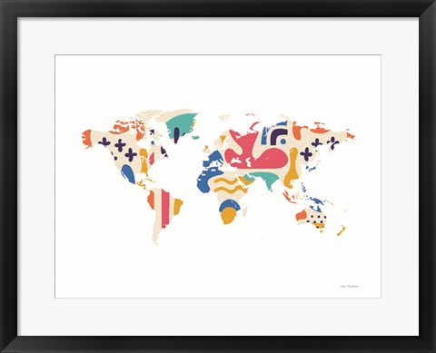 Framed Abstract Colorful World Map Print